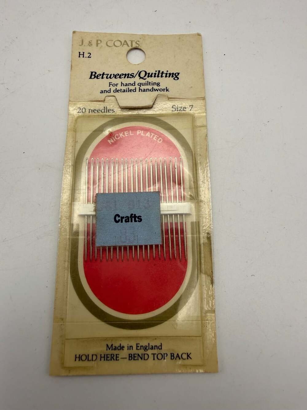J. & P. Coats Betweens/Quilting Hand Sewing Needles Size 7 Nickel Plated